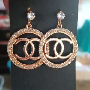 Rose gold righnstone earrings